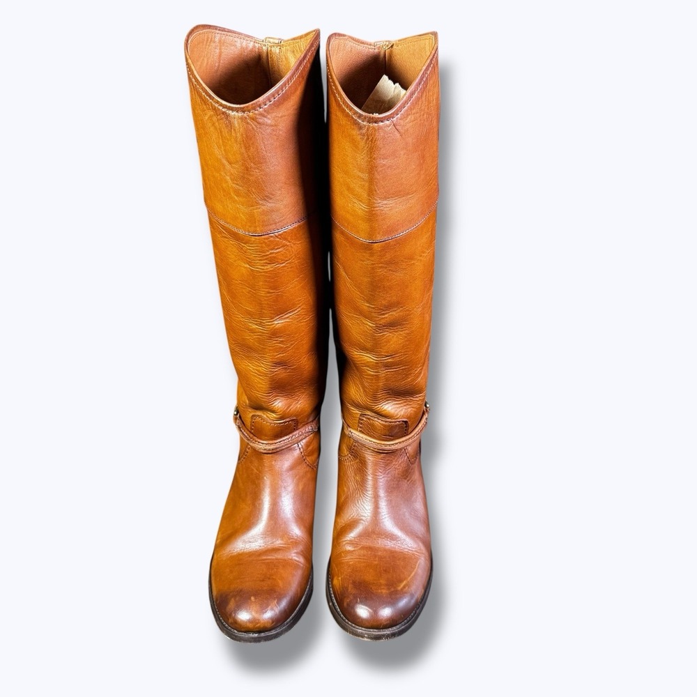 Frye Melissa Seam Boots distressed caramel color